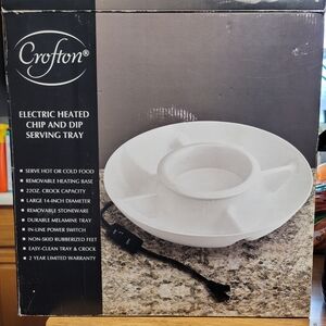 Crofton Electric Heated Chip and Dip Serving Tray in box